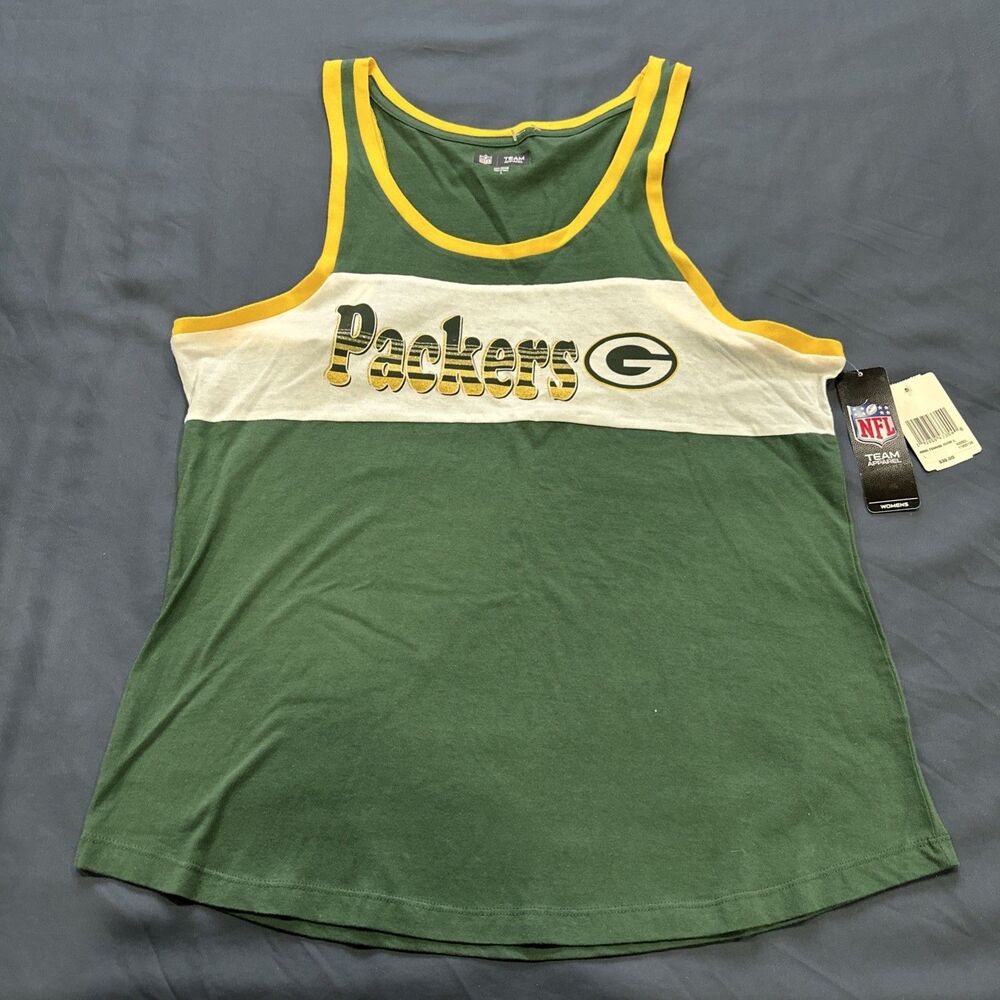 Green Bay Packers Athletic Glitter Women's Tank Top Large